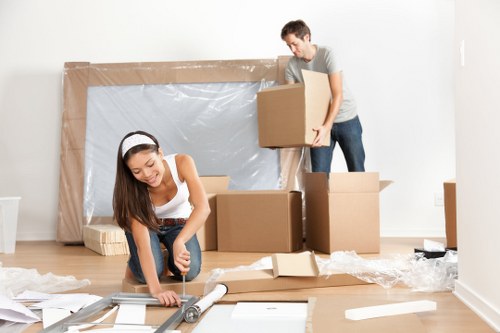 Removal team preparing a local move in Tottenham Hale near residential apartments