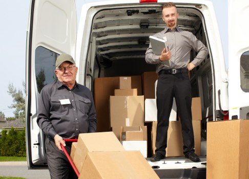 Man with van team preparing a safe loading process