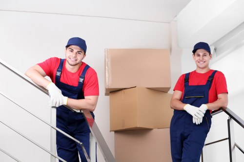 Office boxes and furniture arranged for a local commercial relocation