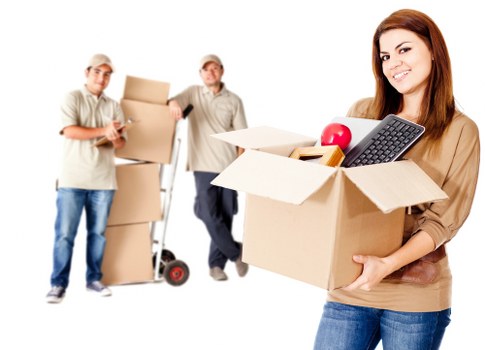 Packed office equipment ready for a business move in Tottenham Hale