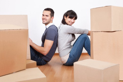 Dismantled furniture and moving supplies for a local relocation
