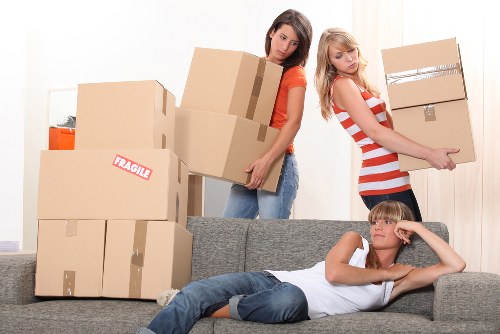 Careful loading of household items into a moving van